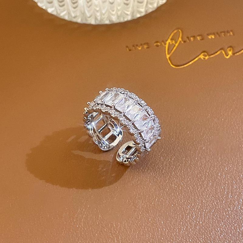 Gold Electroplated Zircon Bow Open Ring - Korean Design Luxury Jewelry