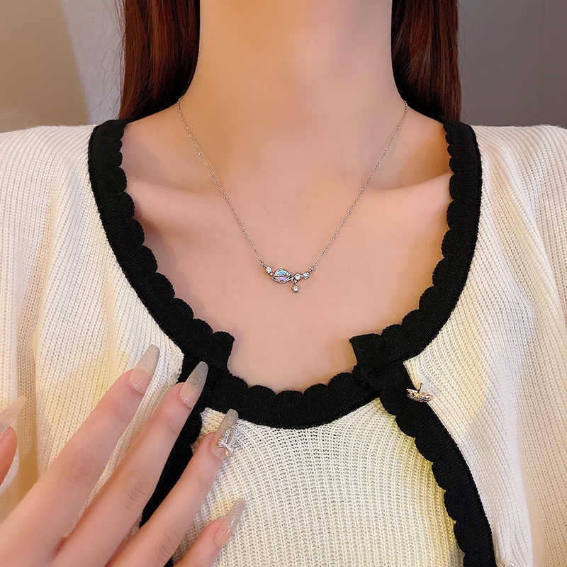 Moonstone Planet Necklace Women's Fashion Light Luxury Niche Premium Design Moonstone Pendant Necklace