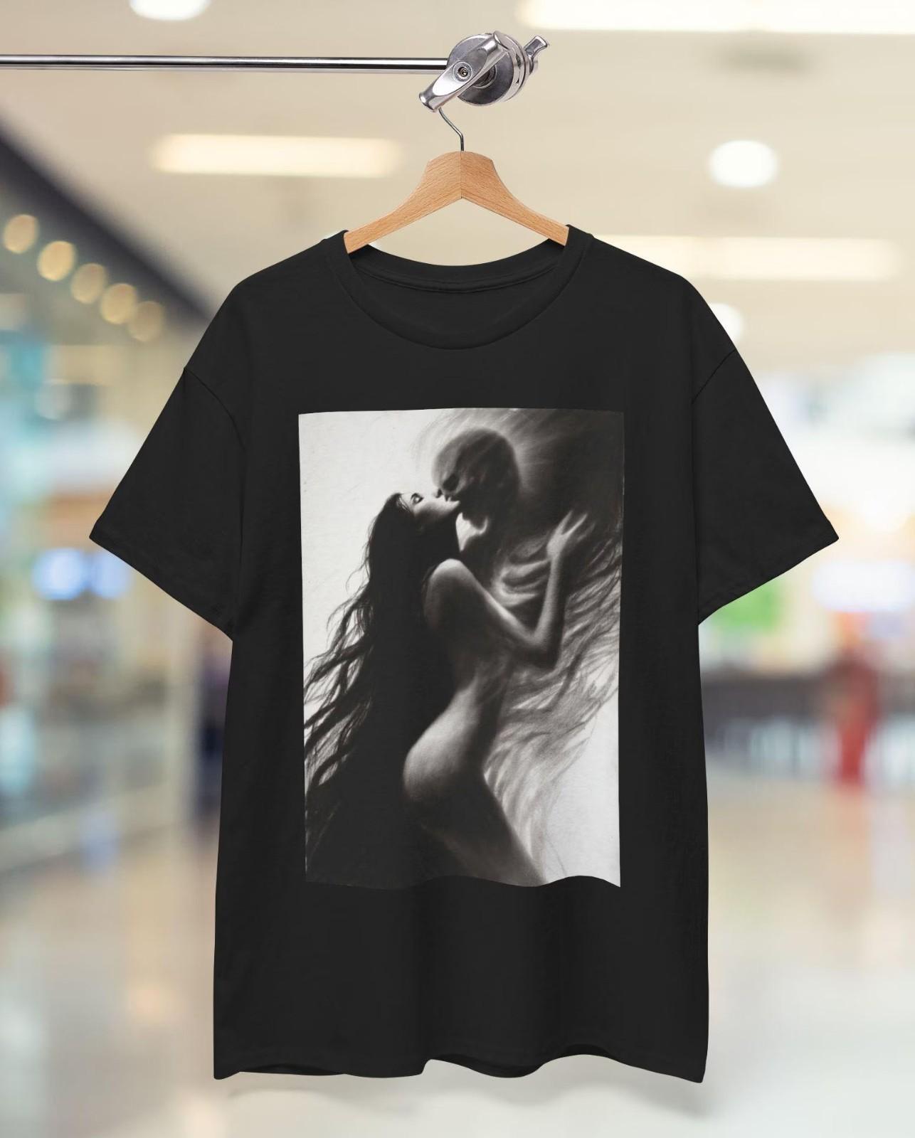 Gothic Dark Art Kiss Of Death Graphic Tee Aesthetic Skeleton Lovers Mens T-shirt XXXXL