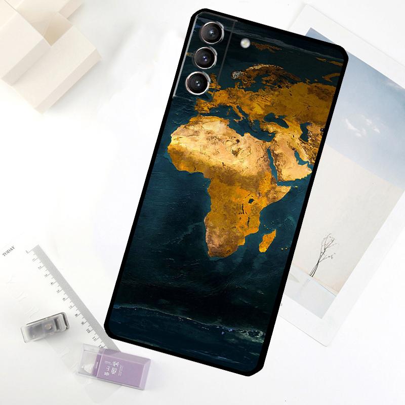 Africa Map Phone Case For Samsung Galaxy S25 FE S20 FE S21 S22 S23 S24 S25 Ultra S9 S10 S25 Plus Cover