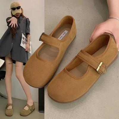 Damenschuhe Flacher Mund Runde Zehen Lässige Loafer Damen Wohnungen Weiche 2024 Frühling Herbst Mode Einfarbig Schnalle Mokassins