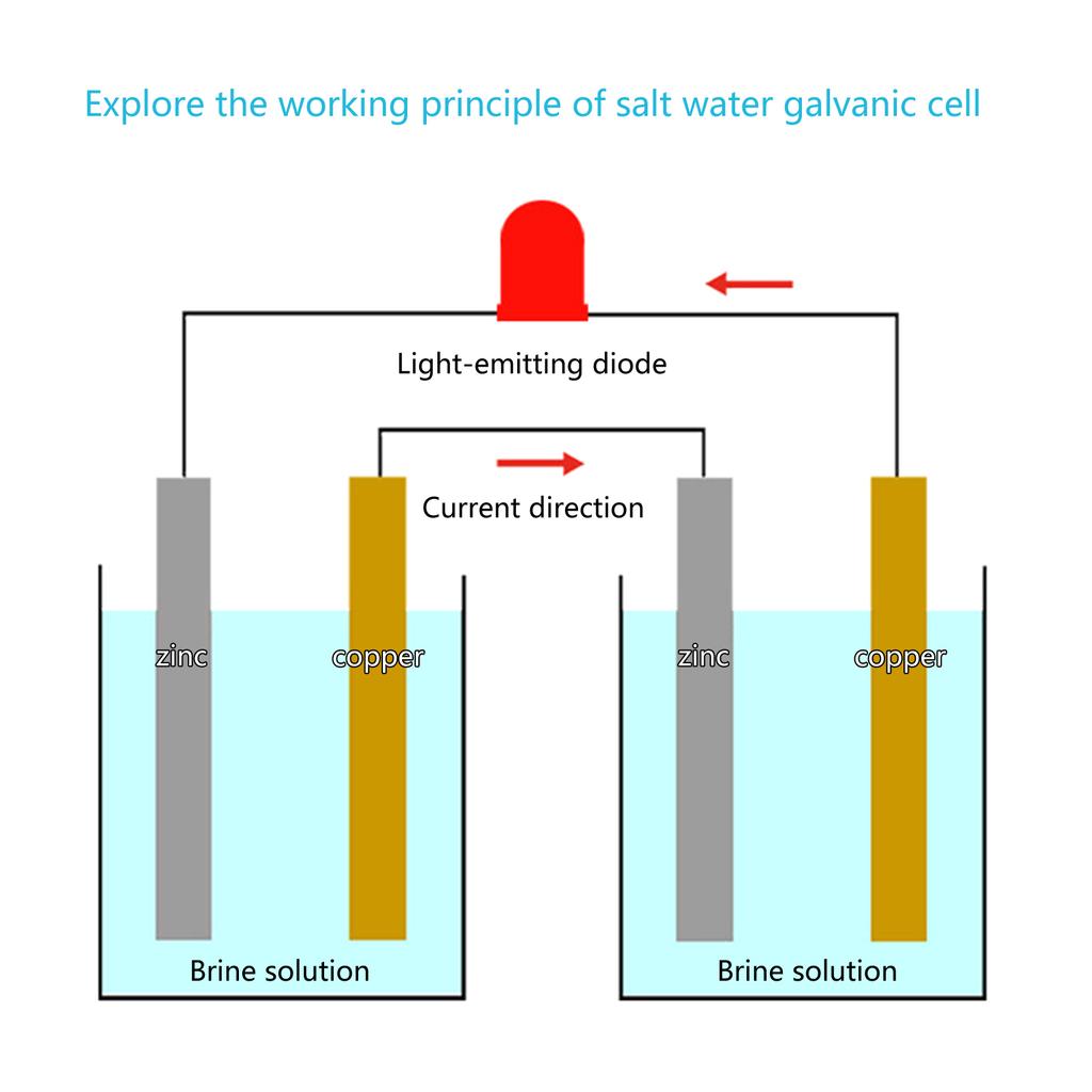 Educational Saltwater Battery Science Experiment Device for Classroom Labs Demonstrating Experiment on Power Generation
