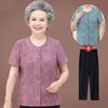 Summer Cotton Tops: Short-Sleeved, Loose-Fit Shirts for Middle-Aged and Elderly Women.