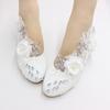 Pantofi de Nuntă Albi cu Dantelă și Flori 3D, Toc de 4CM, Vârf Rotund, pentru Femei