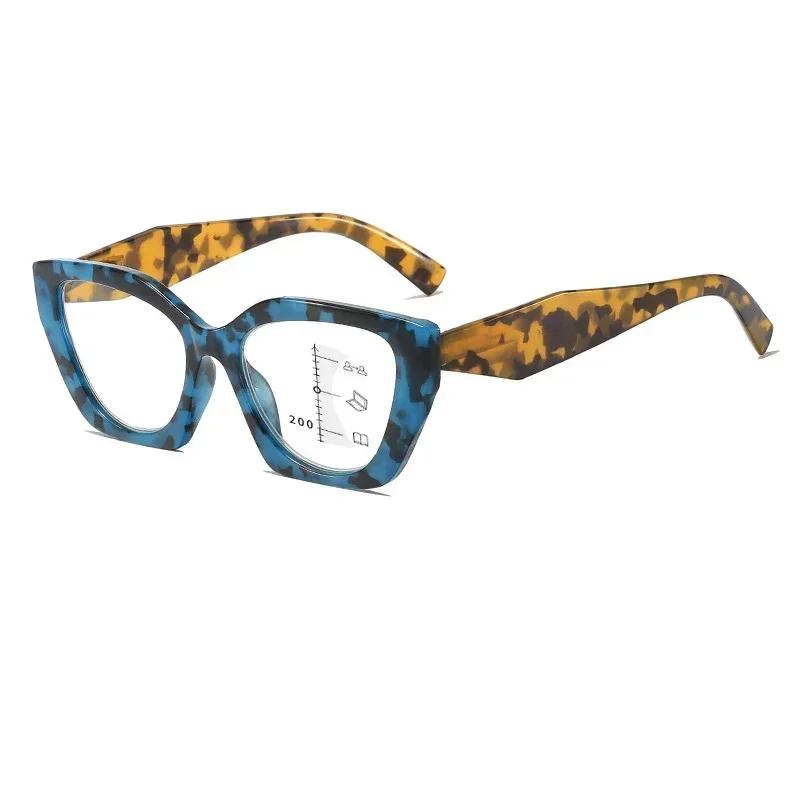 

Vintage Extra Large Color Changing Reading Eyeglasses Women Men Multifocal Anti Blue Light Eyeglasses Retro Rectangular Presbyopia Eyeglasses 3.0
