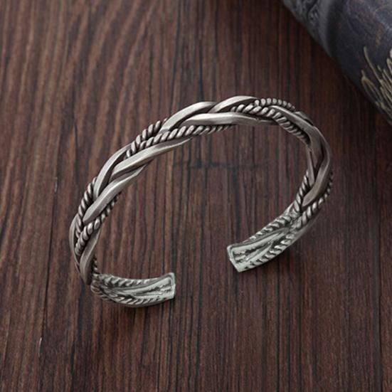 Yousheng Men  Bracelet Solid Color Vintage Stainless Anti-deformed Easy To Match Decorative Opening Twisted Dragon Head Men Bangles Male Jewelry