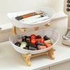 Multi Layer Fruit Basket with Bamboo Stand, Plastic Tiered Snack Tower for Candy Nuts, Space Saving Kitchen Counter Organizer for Living Room