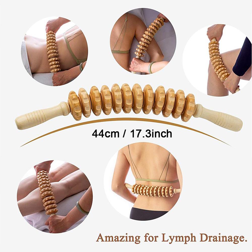 Langlebiger und sicherer gebogener Holz-Massage-Rollenstab Lymphdrainage Holztherapie Massagegerät Maderoterapia Colombiana Anti-Cellulite-Massager