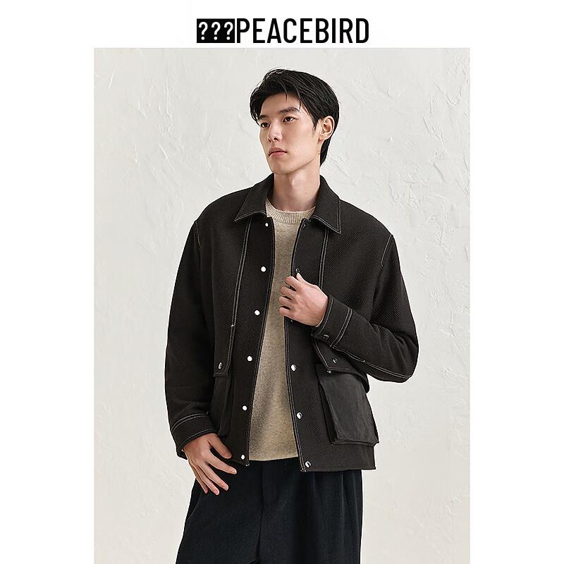 

Peacebird Men s Faux Suede Splice Casual Jacket 3XL