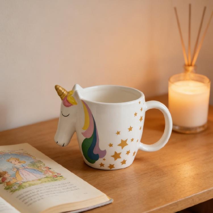 Large Capacity Drinking Cup with Ergonomic Handle Enchanting Ceramic Unicorns Coffee Mug For Daily Use