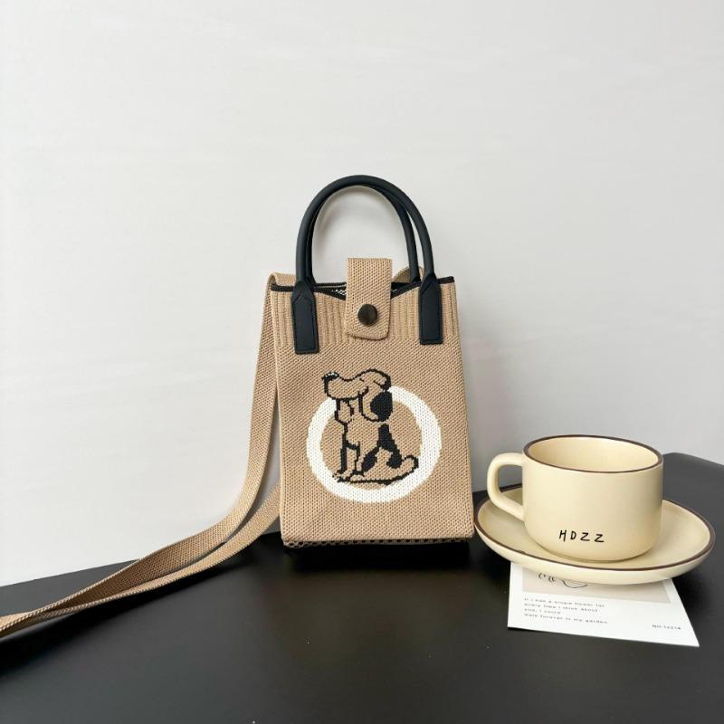 Premium Sense Ns Mobile Phone Bag New Cartoon Knitted Bag Dopamine Niche Versatile Messenger Shoulder Bag Handbag