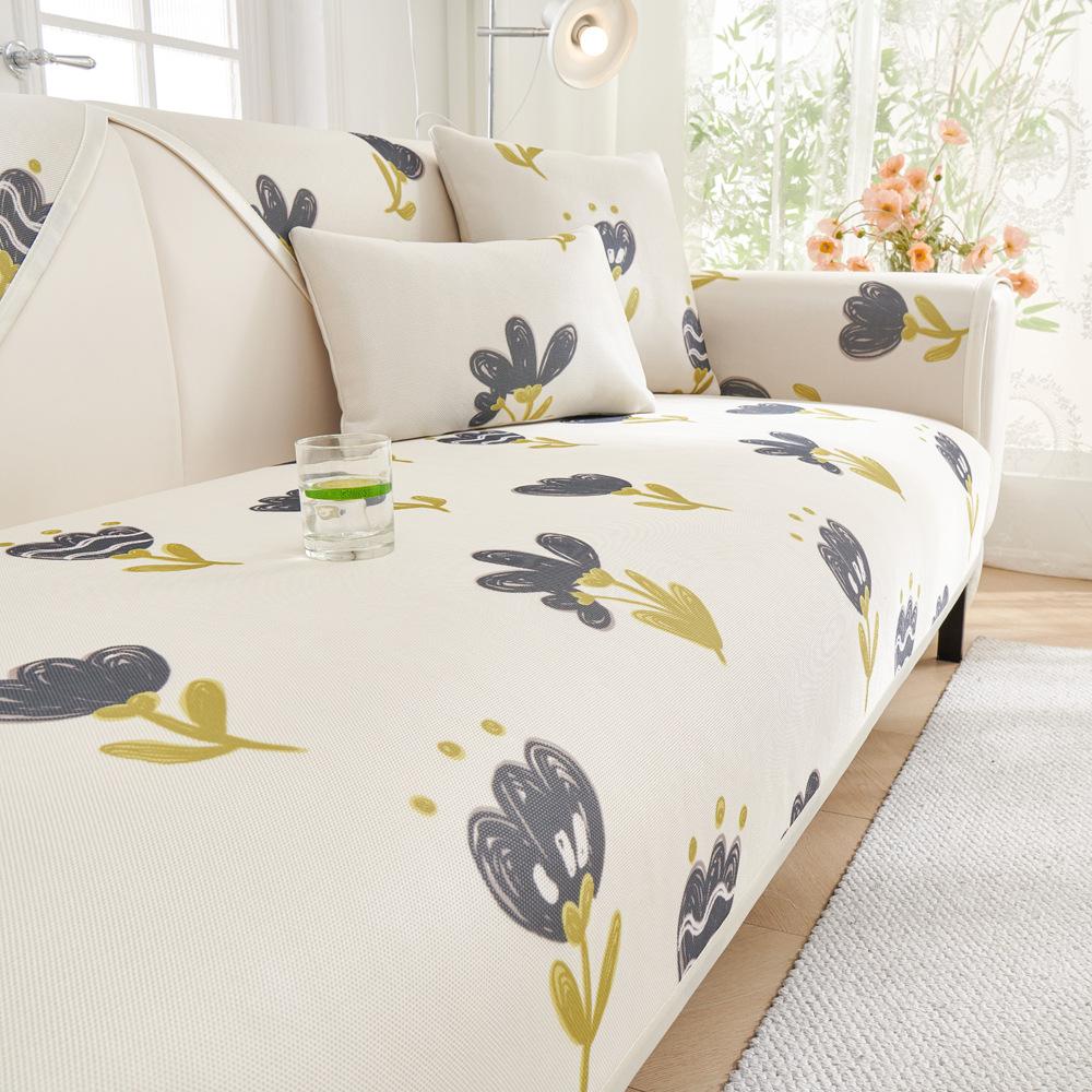 Summer Sofa Cushion New  Summer Ice Silk Mat Seat Cushion Non-Slip Leather Sofa Cover Cover Cloth Ice Cushion
