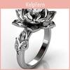 Women Inlaid Vintage Water Rhinestone Lily Flower Finger Ring Party Jewelry Gift