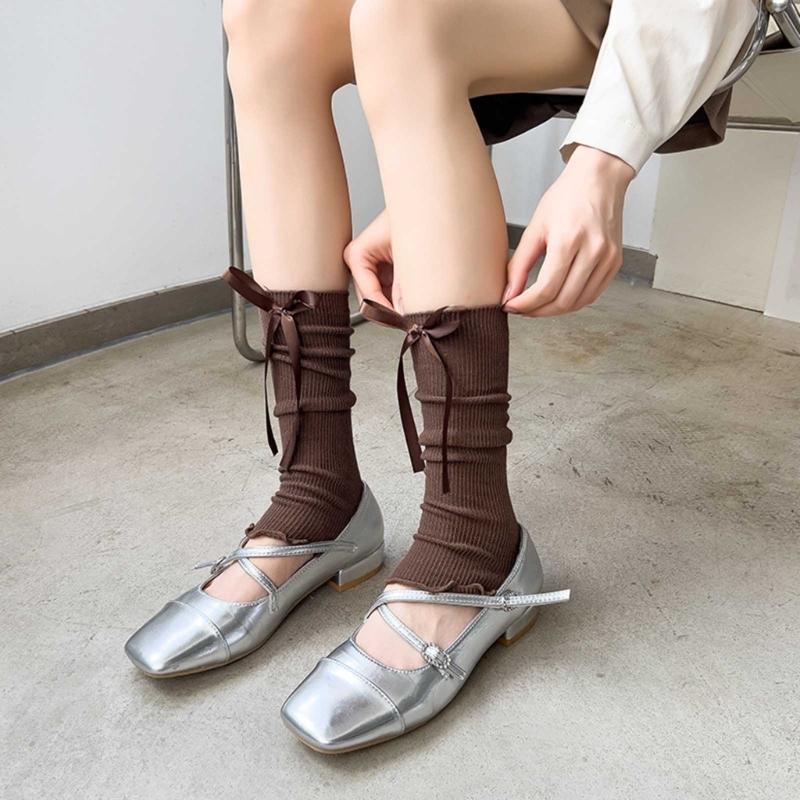 Knit Winter Warm Leg Warmers Long Socks Boot Cuffs Ribbed Leggings Stockings Bowknot Knee Warmers Sleeve