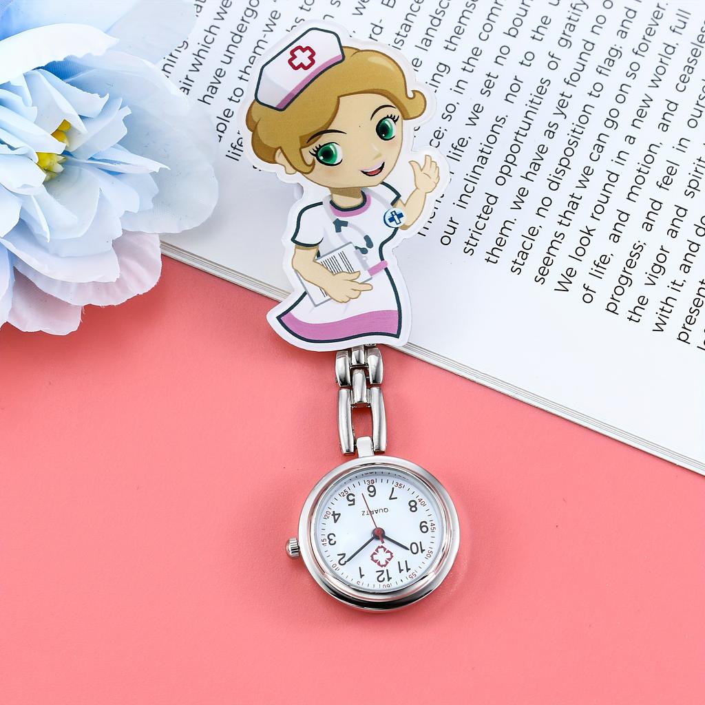 Cartoon Female Nurse Red Cross Nurse Watch Cute Smiling Face Character Nurse Pocket Watch Hanging Watch Chest Watch Watch Watch