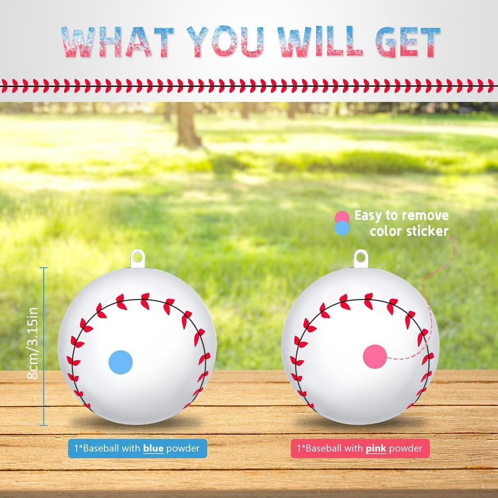 Gender Reveal Baseball Set, PINK & BLUE Powder Kit For Complete Surprise On Baby Boy Girl Gender Reveal Party