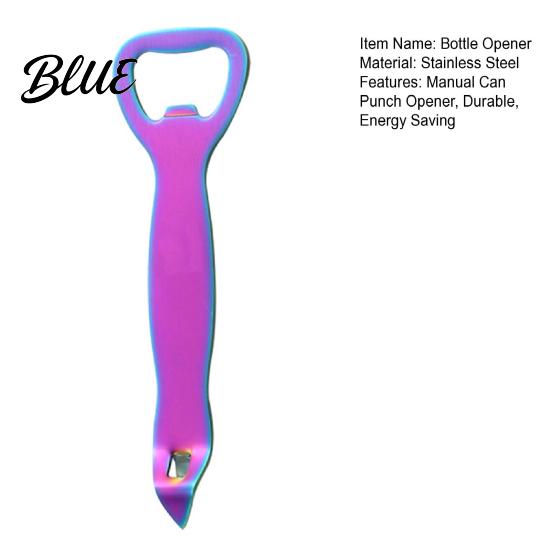 Colorful Bottle Opener And Can Opener Durable Stainless Steel Design Double-Head Pry Cap Manual Punch Multi-Functional Portable Kitchen Bar Tool