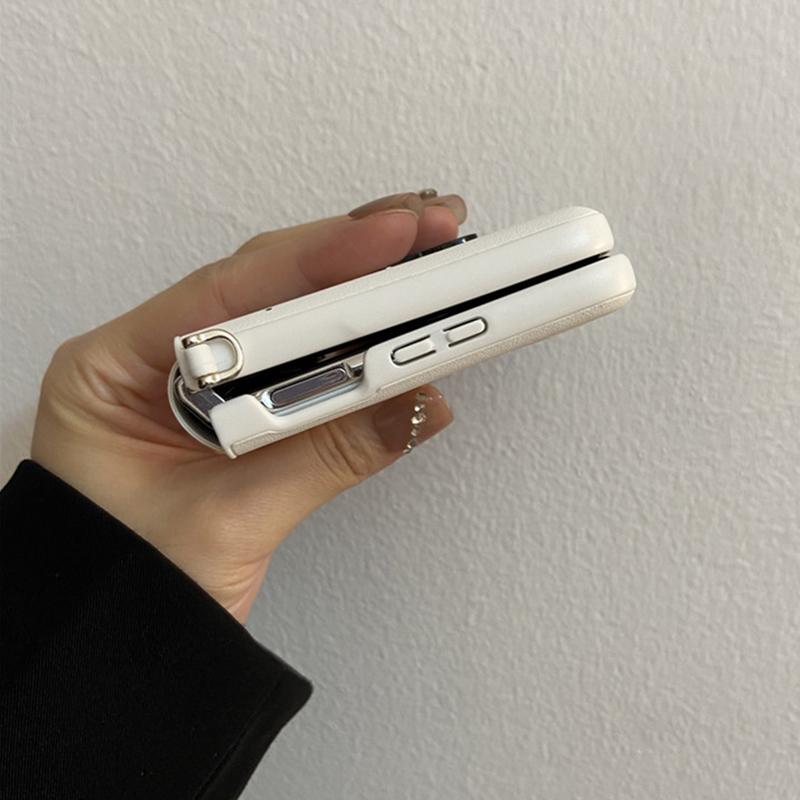 Leather Phone Case for Samsung Z Flip7 Z Flip6 Z Flip5/Xiaomi Mix Flip /Oppo N3 Flip /Huawei P50 Pocket, with Cute 3D Star Decor &Lanyard