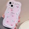 Korean Cute Wood Flower Bracelet Pink Wavey Case For Iphone 14 13 12 Pro Max 11 Lovely Floral Shockproof Soft Alien Cover Funda