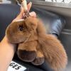 Rex Rabbit Fur Horse Keychain Pendant - Cute Unicorn Plush Bag Charm Gift