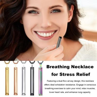 Mindful Breathing Necklace Stainless Steel Anxiety Reduction Necklace Relief Stress And Panic Length Necklace Adjustable Meditation Inner