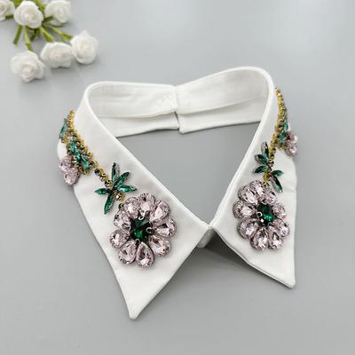 Gola Falsa com Miçangas Mulheres Elegante Diamante Golas Destacáveis para Mulher Xale Falso Envolvimento de Ombro Lapela Golas Falsas Mulher Gravata