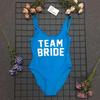 Gold Letter 'Team Bride' Backless One-Piece Swimsuit