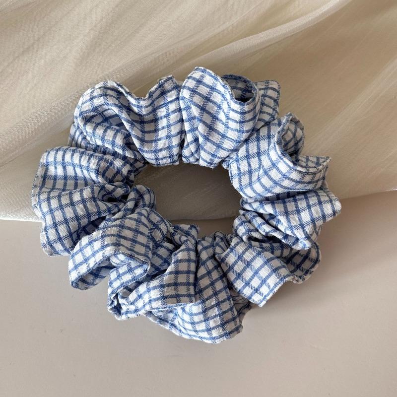 Blue and White Checkered Fabric Hair Band for Short Ponytails, Elegant and Versatile Headband for Updos