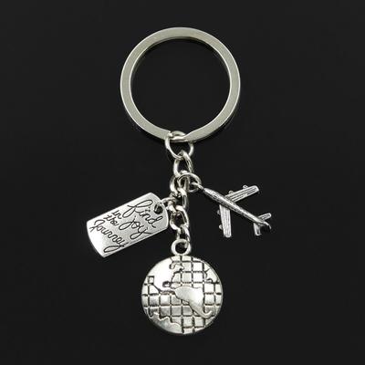 Fashion 30mm Key Chain Keychain Jewelry   World Travel Find Joy In Journey Aircraft Airplane Pendant