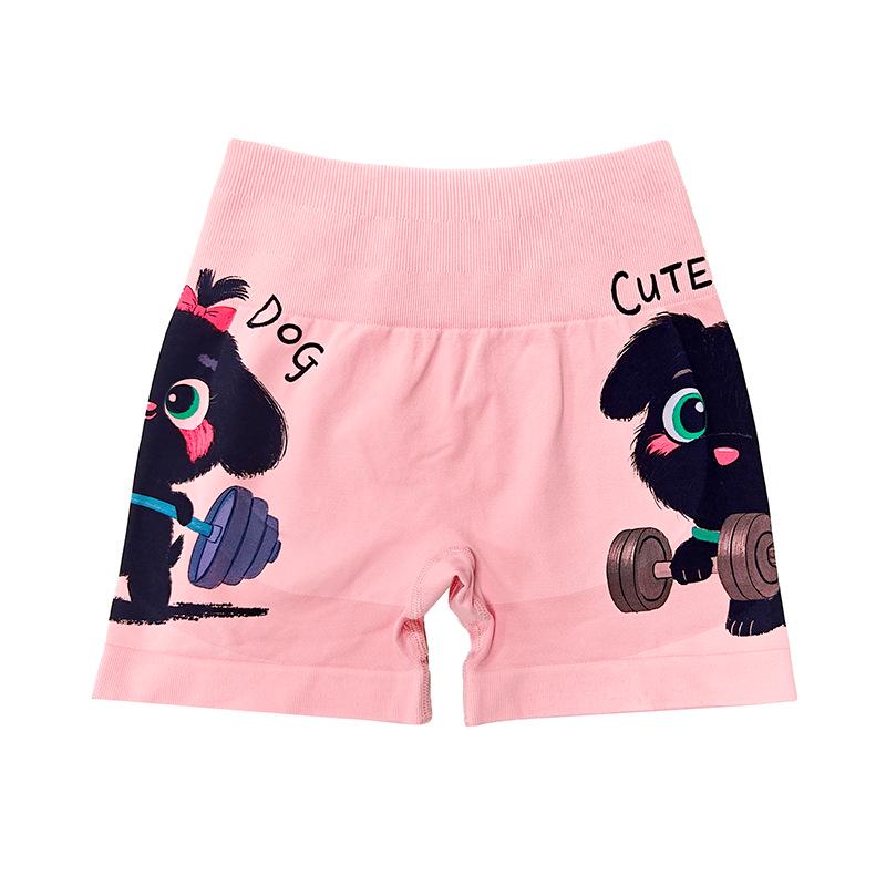 High-Waist Breathable Yoga Shorts - Cute Cartoon Design, No Visible Lines, Three-Quarter Length for Women