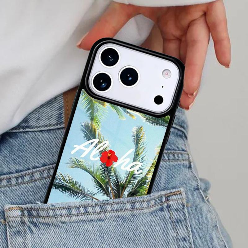 Aloha Hawaii Hawaiian Beach Palms Phone Case for iPhone 16e 15 14 13 12 17 Pro Max Plus Air 17pro Cover Coque