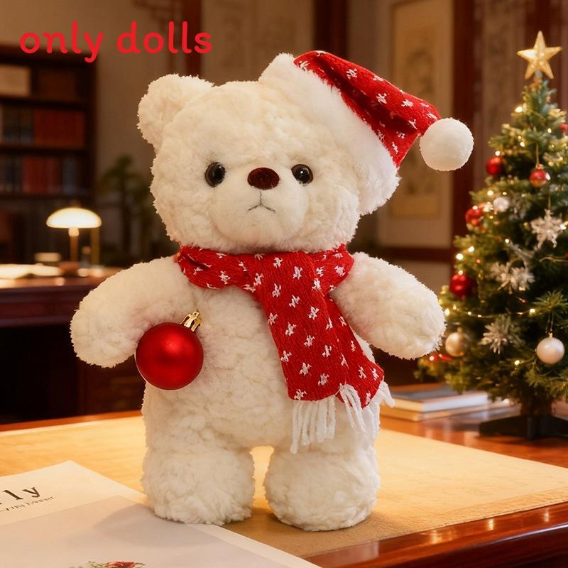 Bear Polar Plush Toy With Scarf And Hat Decor For Childrens Christmas Gift