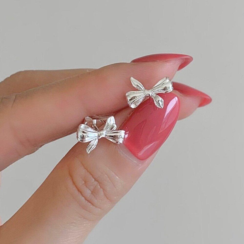 / Silver 925 Mini Ribbon Daily Earrings