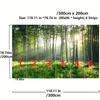 2D flat banner 1 piece wallpaper mural  green forest natural landscape large mural for living room sofa