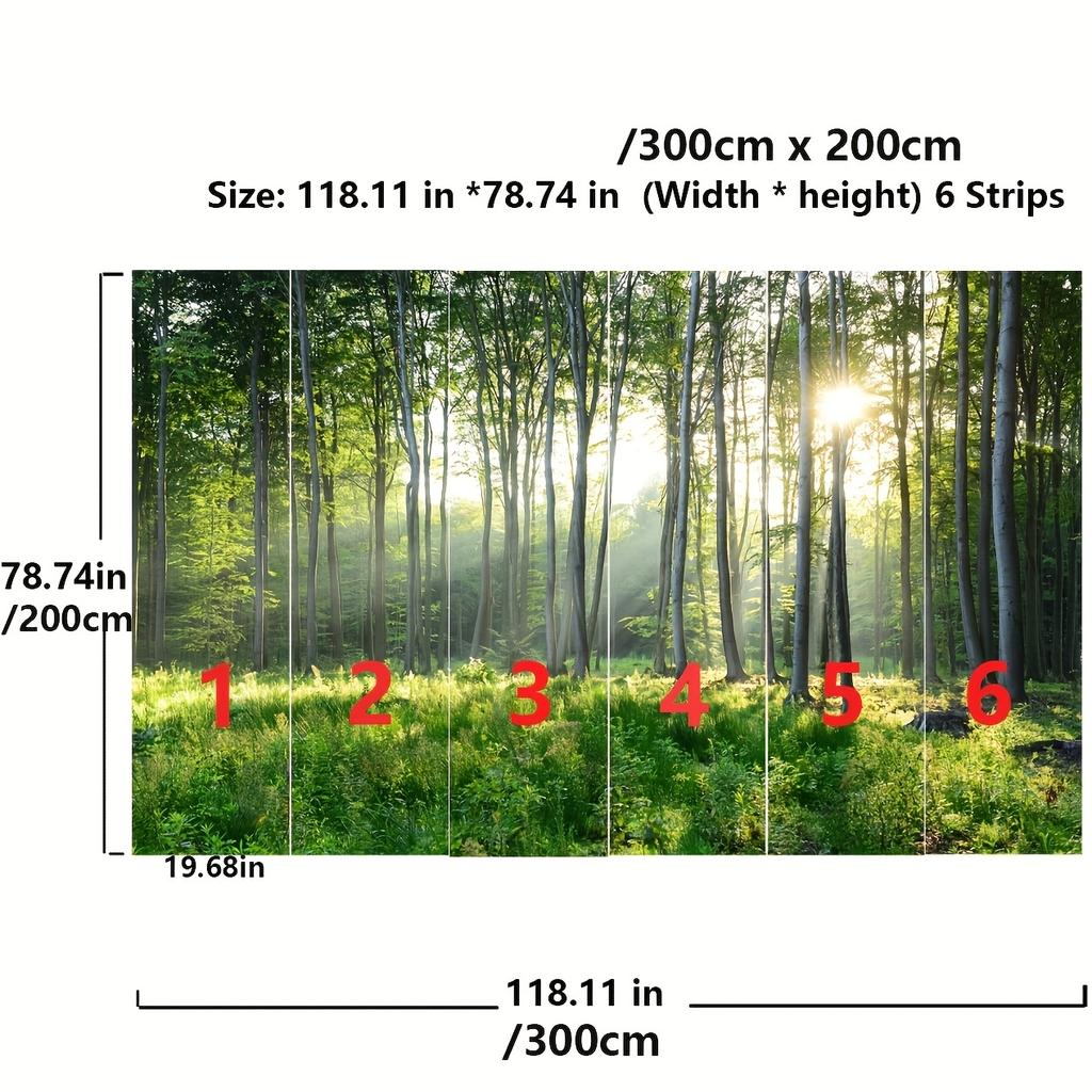 2D flat banner 1 piece wallpaper mural  green forest natural landscape large mural for living room sofa