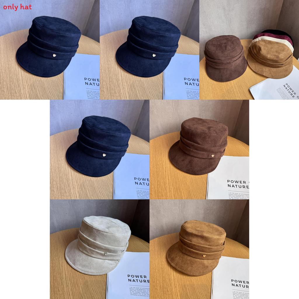 Fashion Women Solid Color Suede Flat Top Hat For All Seasons