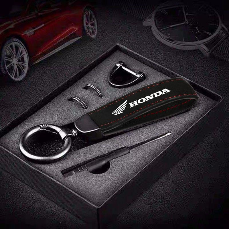 Suede Leather Car Keychain Key Decoration Ring Anti-Loss Pendant Accessories For Honda CB400 CB650F CBF CBR250RR CRF SH300 NC750 EB1