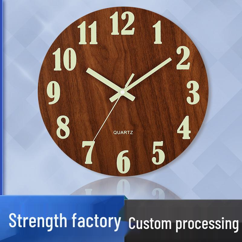 12" Luminous Silent Quartz Wall Clock - Creative Wooden Design for Living Room