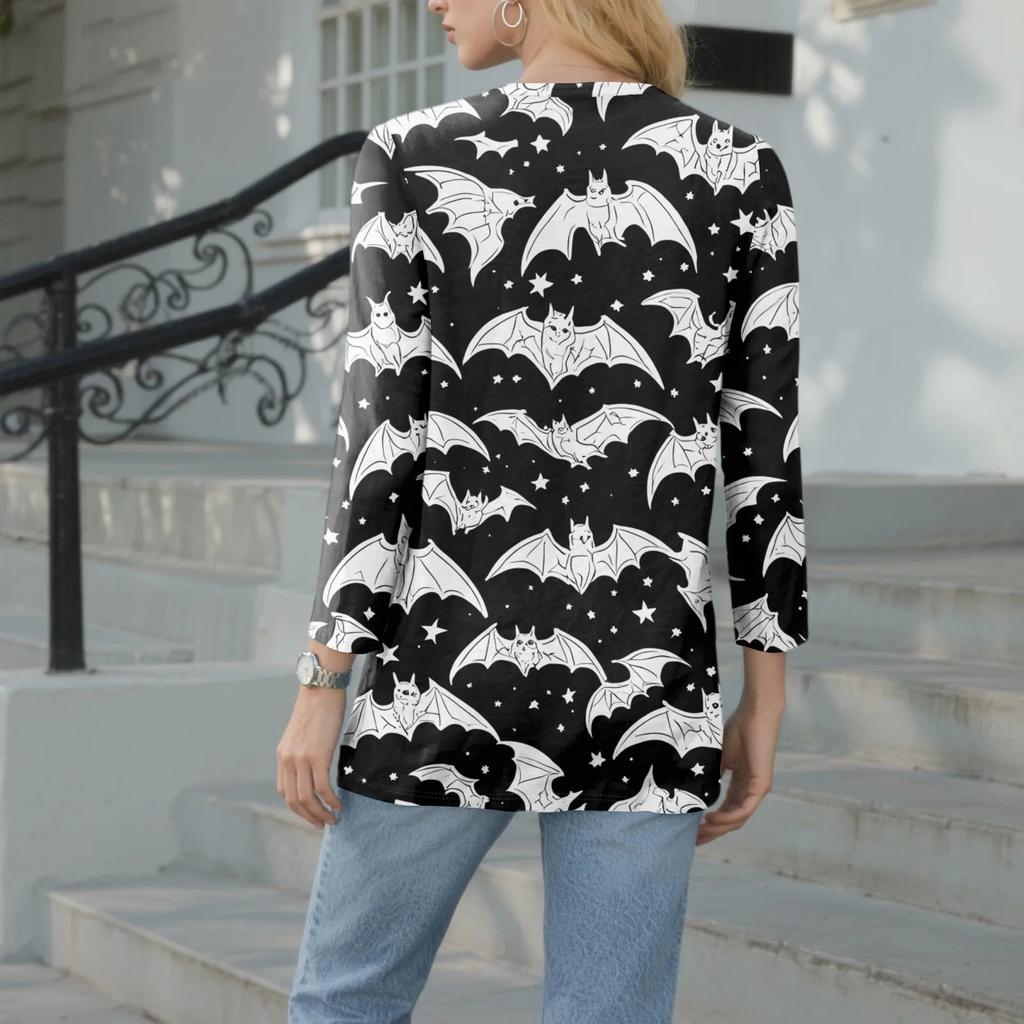 Women's Casual Fashion Sexy Comfortable V-Neck Halloween Seven Sleeve Top