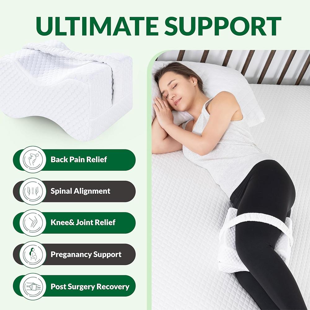Knee Pillow for Side Sleepers with Straps Soft Memory Foam Leg Knee Pillow for Hip Pain Back Pain Knee Support Pillow
