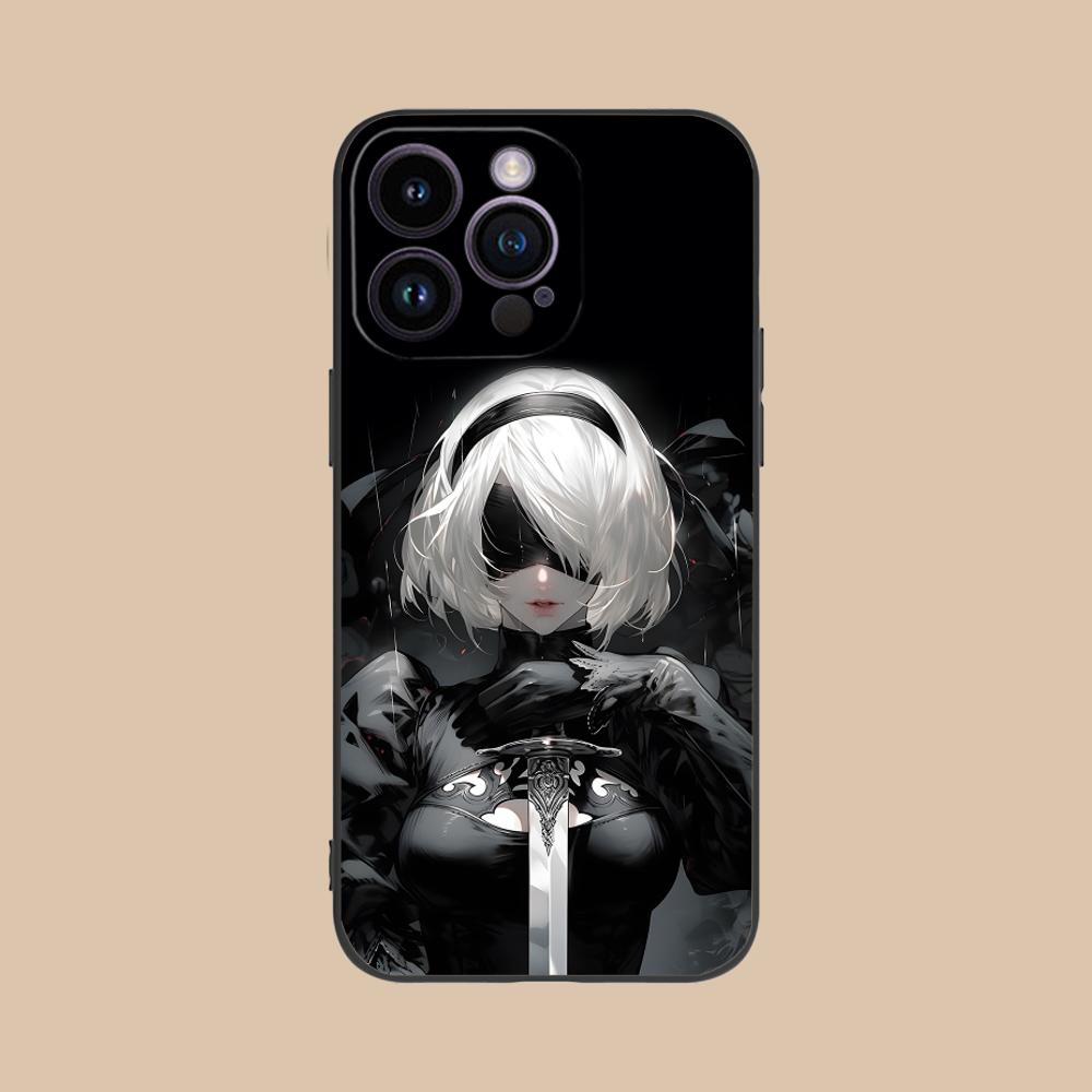 Nier 2B Automata Phone Case for iPhone 16 15 14 13 12 11 X XR XS 8 7 Pro Max Plus Mini Colour Printing Cover Cellphones Luxury