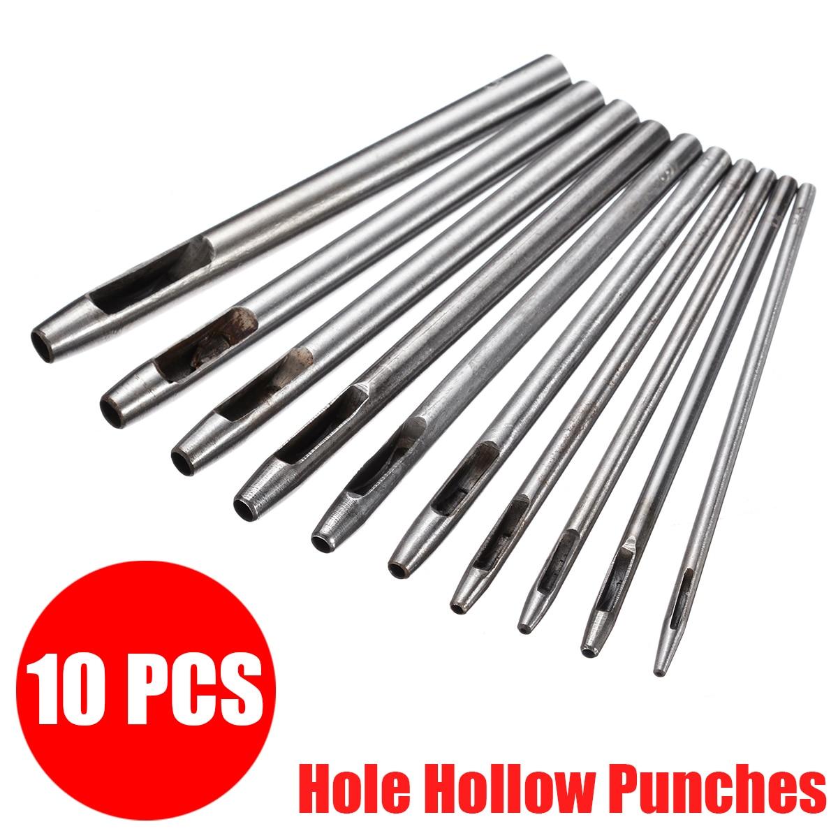 

10 Pcs/set Hole Hollow Punch Set 0.5 mm to 5 mm Heavy Duty Leather Belt Punch Tool