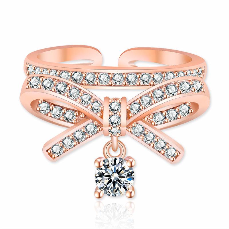 2022 Korean Fashion Women's Diamond Flash Open Ring - Stylish Hollow Design