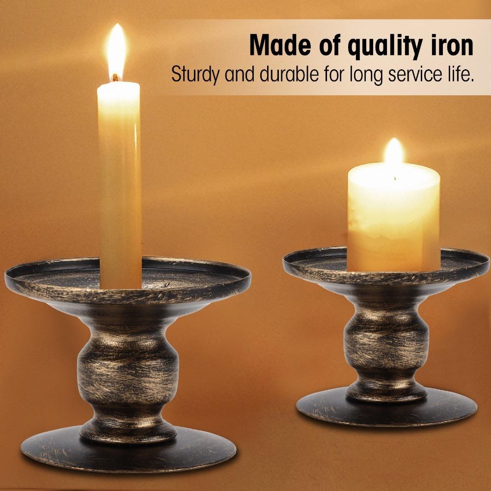 Iron Iron Candlestick Stand Reversible Metal Candle Pedestal Table Centerpiece