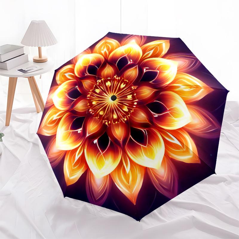 1pc Floral Mandala Design Umbrella with Plastic Handle,Suitable for All Seasons Home Travel Outdoor UmbrellaDD1211