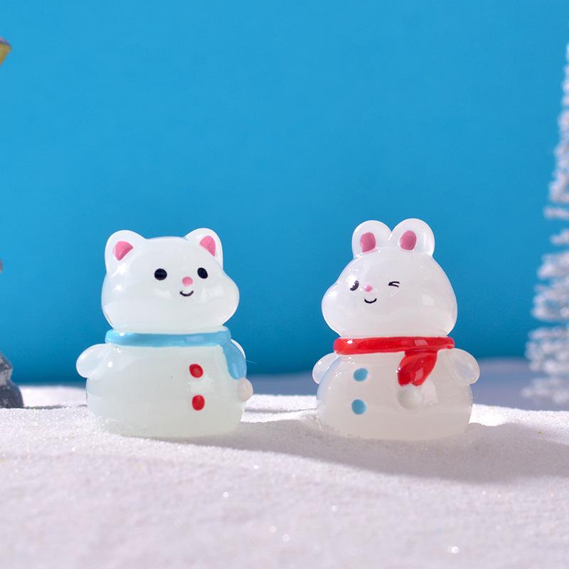 Niedlicher im Dunkeln leuchtender Schneemann Tier Schneeszene Kleine DekorationLeuchtender Schneemann Desktop-Accessoire