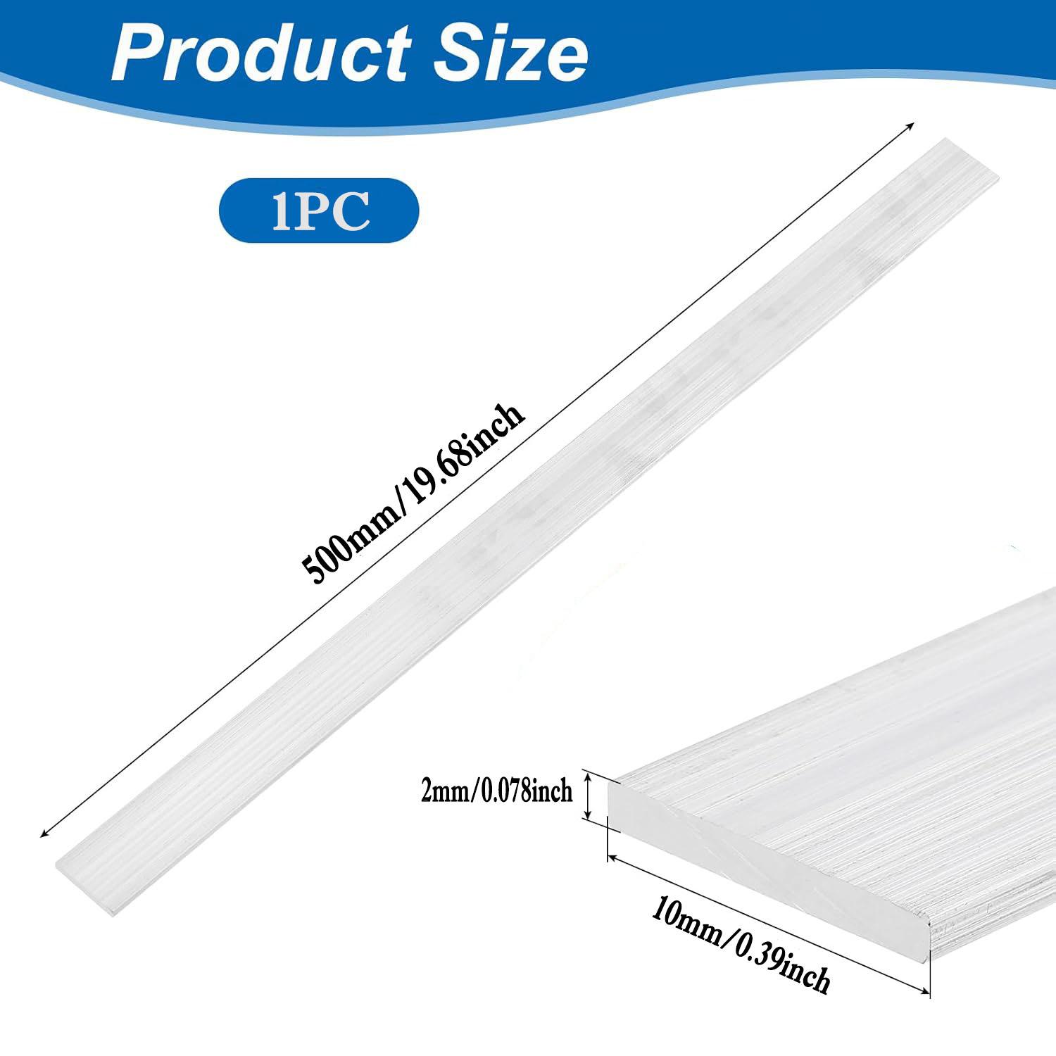 

1Pc 500mm Aluminum Flat Bar, Rectangular Flat Bar Square Rod Plate 6061 Aluminum Flat Plate, Aluminum Bar Stock for Crafting, Industry. 2x10x500mm