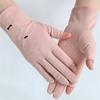 Women's Cute Bear Embroidery Sun Gloves, UPF 50+ UV Protection, Breathable Mesh, Fingerless Gloves for Driving