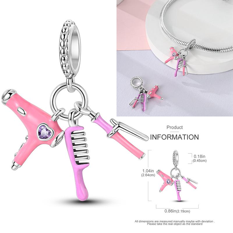 New Copper Charms Beads Pink Series Perfume Cake Princess Skirt Pendant Fit Original Bracelet Diy Jewelry Gifts