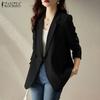 ZANZEA Dámské ležérní dámské sako s dlouhým rukávem s límečkem Turn Down